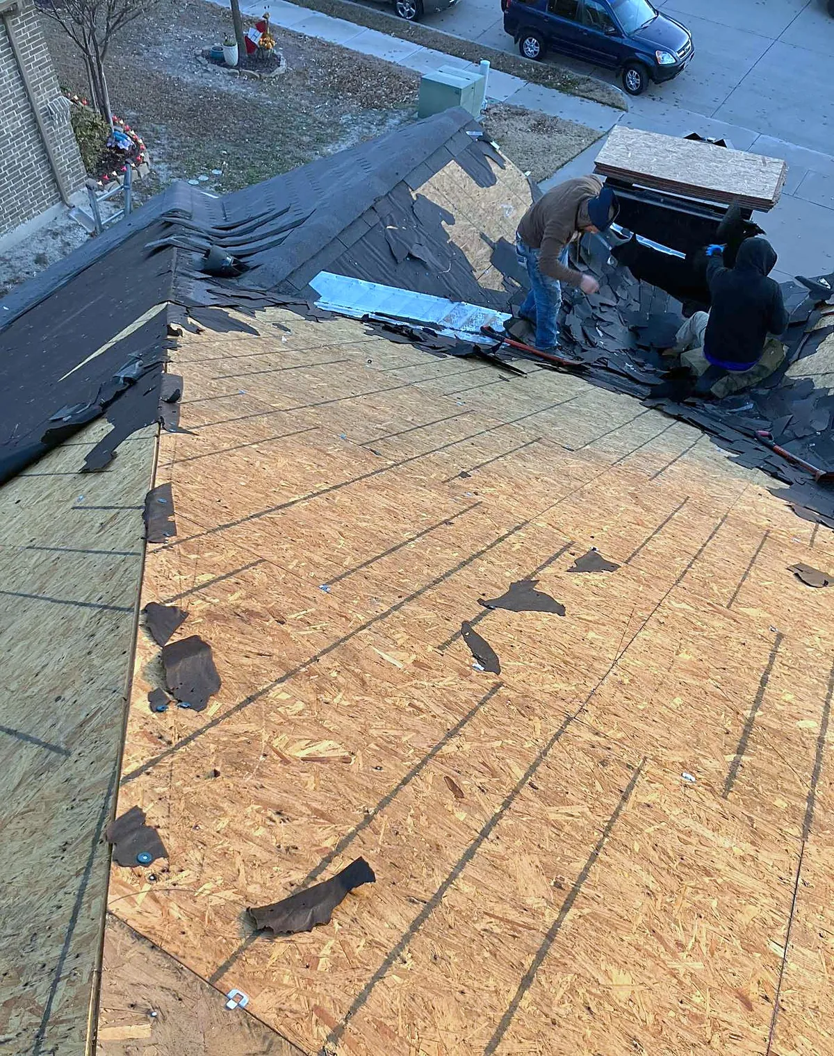 Roof decking exposed during a tear-off